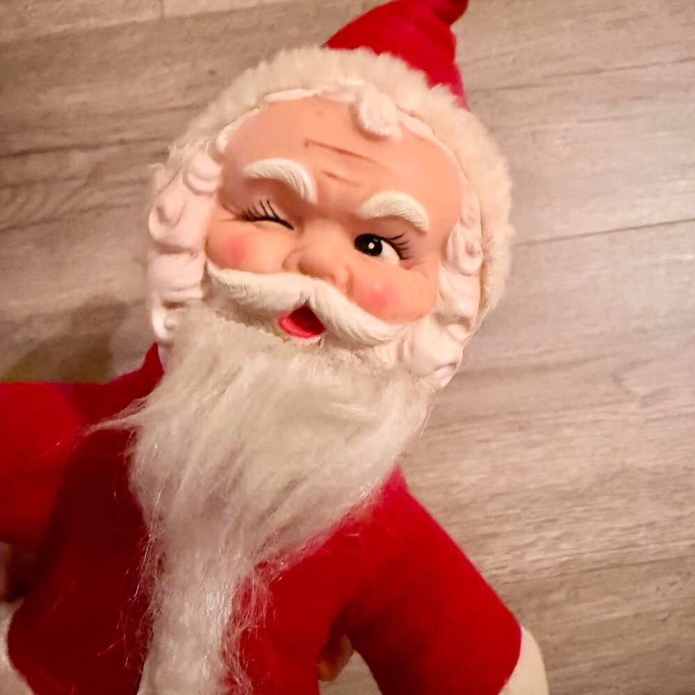 Vintage Plush Santa Claus, stuffed Christmas Santa